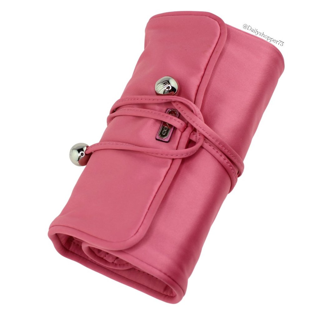 Coach Women's Large Pink Satin Jewelry Roll Travel Organizer - Picture 3 of 6